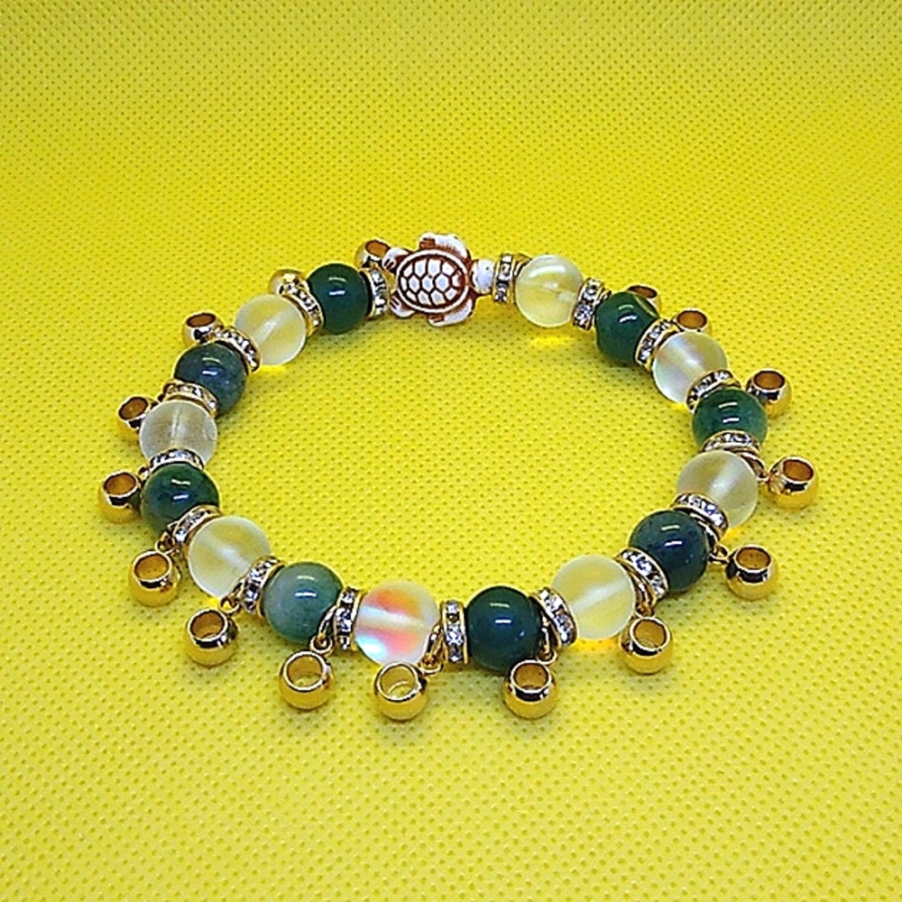 Home made glass bead/Stone bracelets /17"necklace earring set